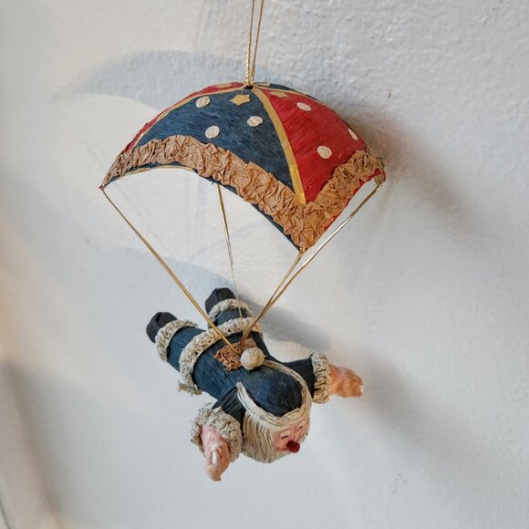 Vintage Santa Parachute Ornament – Hand-Painted Paper Mâché Whimsy! - Picture 12 of 16